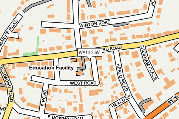 WA14 2JW map - OS OpenMap – Local (Ordnance Survey)