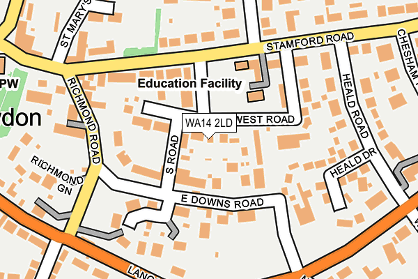 WA14 2LD map - OS OpenMap – Local (Ordnance Survey)