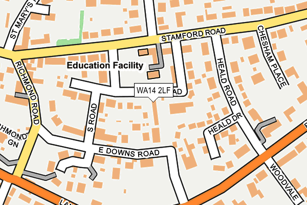 WA14 2LF map - OS OpenMap – Local (Ordnance Survey)