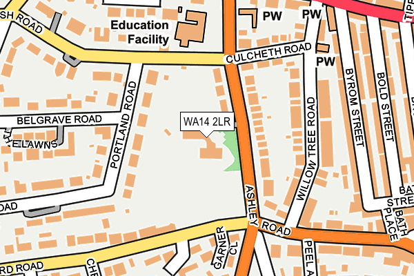 WA14 2LR map - OS OpenMap – Local (Ordnance Survey)