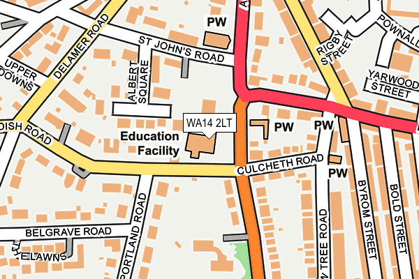 WA14 2LT map - OS OpenMap – Local (Ordnance Survey)