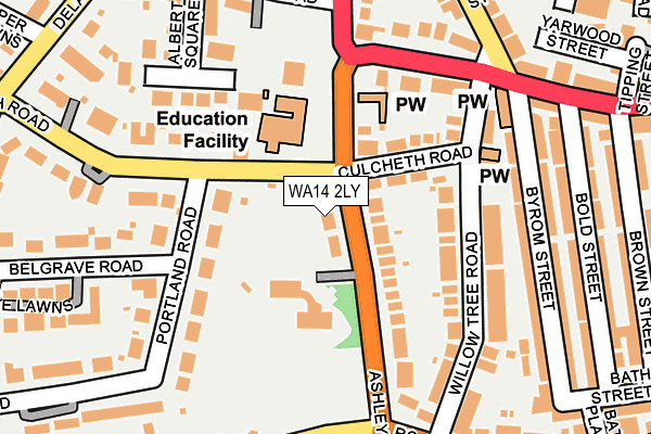 WA14 2LY map - OS OpenMap – Local (Ordnance Survey)