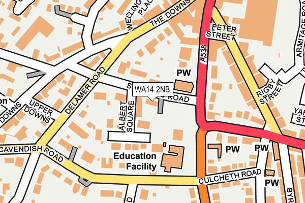 WA14 2NB map - OS OpenMap – Local (Ordnance Survey)