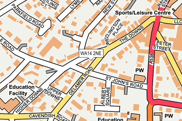WA14 2NE map - OS OpenMap – Local (Ordnance Survey)