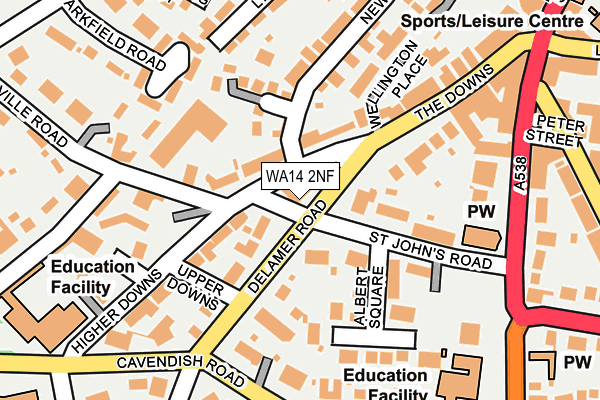 WA14 2NF map - OS OpenMap – Local (Ordnance Survey)