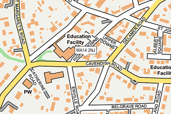 WA14 2NJ map - OS OpenMap – Local (Ordnance Survey)