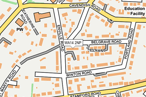 WA14 2NP map - OS OpenMap – Local (Ordnance Survey)
