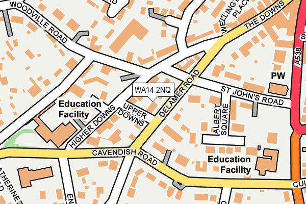 WA14 2NQ map - OS OpenMap – Local (Ordnance Survey)