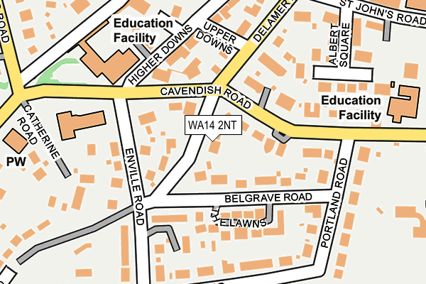 WA14 2NT map - OS OpenMap – Local (Ordnance Survey)