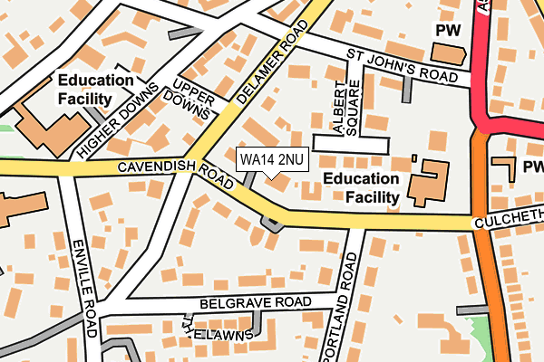 WA14 2NU map - OS OpenMap – Local (Ordnance Survey)