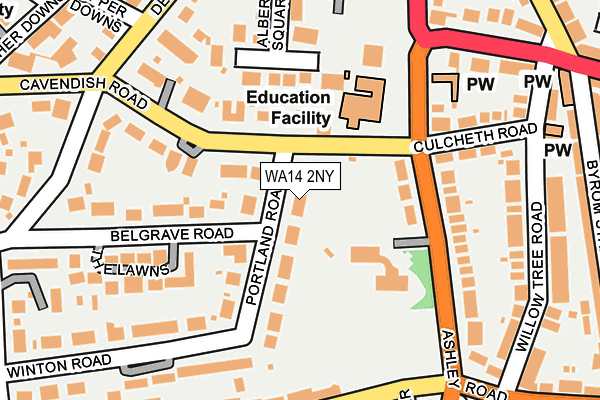 WA14 2NY map - OS OpenMap – Local (Ordnance Survey)