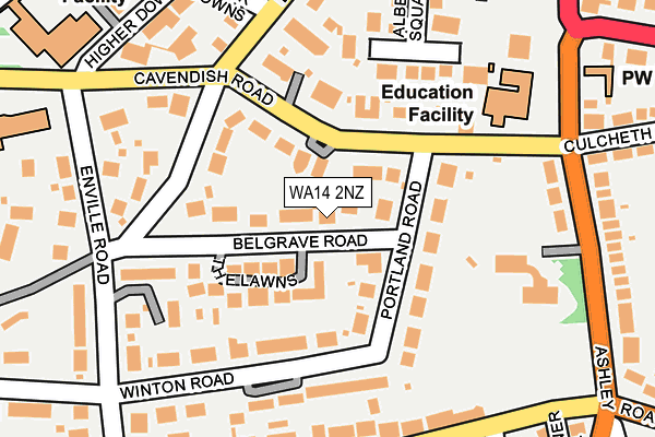 WA14 2NZ map - OS OpenMap – Local (Ordnance Survey)