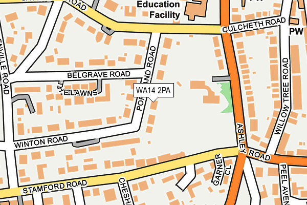 WA14 2PA map - OS OpenMap – Local (Ordnance Survey)