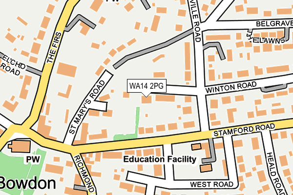 WA14 2PG map - OS OpenMap – Local (Ordnance Survey)
