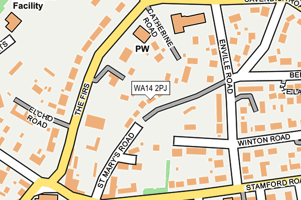 WA14 2PJ map - OS OpenMap – Local (Ordnance Survey)