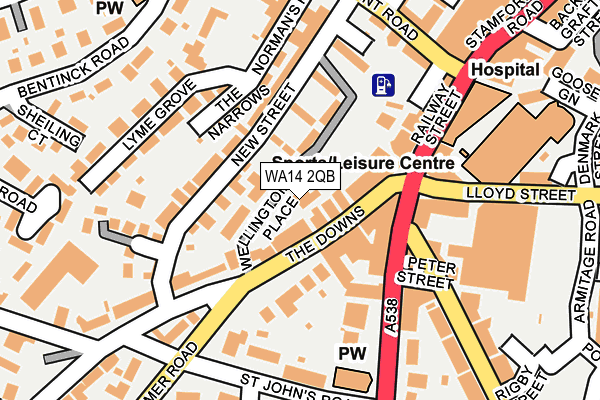 WA14 2QB map - OS OpenMap – Local (Ordnance Survey)