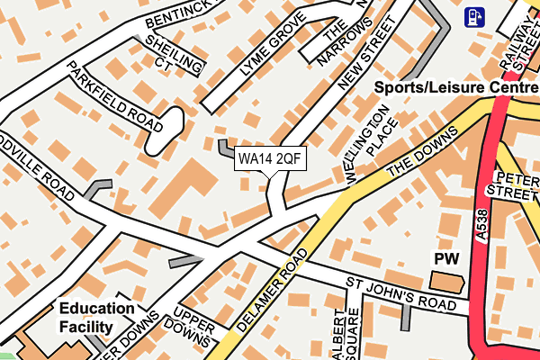 WA14 2QF map - OS OpenMap – Local (Ordnance Survey)