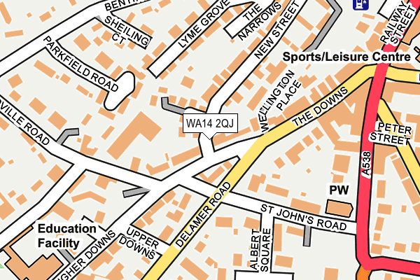WA14 2QJ map - OS OpenMap – Local (Ordnance Survey)