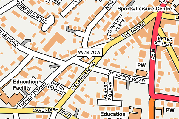 WA14 2QW map - OS OpenMap – Local (Ordnance Survey)