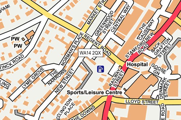 WA14 2QX map - OS OpenMap – Local (Ordnance Survey)