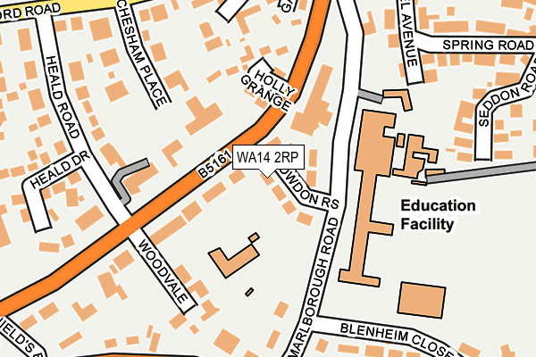 WA14 2RP map - OS OpenMap – Local (Ordnance Survey)