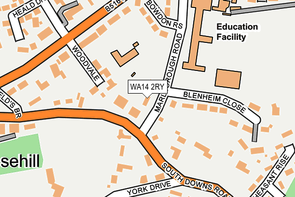 WA14 2RY map - OS OpenMap – Local (Ordnance Survey)