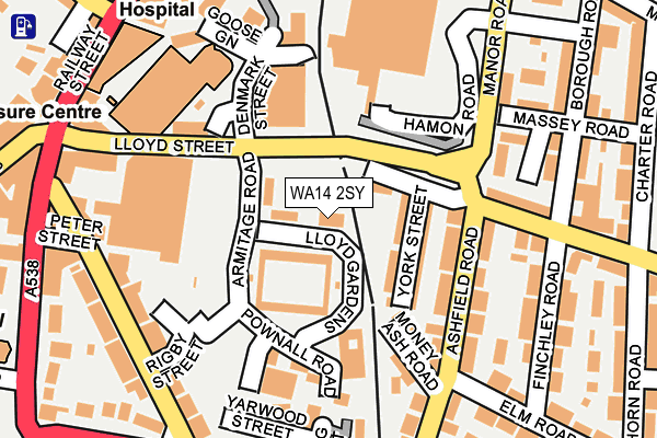 WA14 2SY map - OS OpenMap – Local (Ordnance Survey)