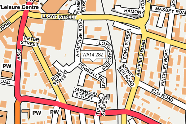 WA14 2SZ map - OS OpenMap – Local (Ordnance Survey)