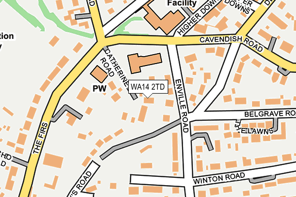 WA14 2TD map - OS OpenMap – Local (Ordnance Survey)