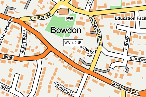 WA14 2UB map - OS OpenMap – Local (Ordnance Survey)