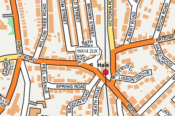 WA14 2UX map - OS OpenMap – Local (Ordnance Survey)