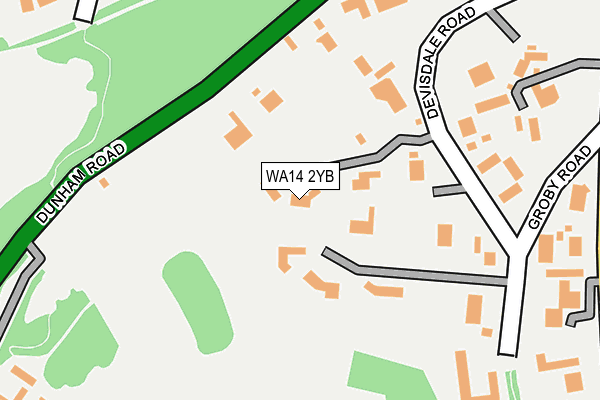 WA14 2YB map - OS OpenMap – Local (Ordnance Survey)