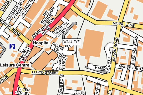 WA14 2YE map - OS OpenMap – Local (Ordnance Survey)