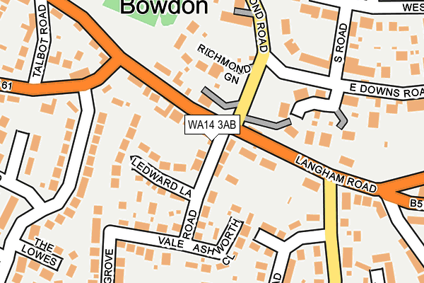 WA14 3AB map - OS OpenMap – Local (Ordnance Survey)