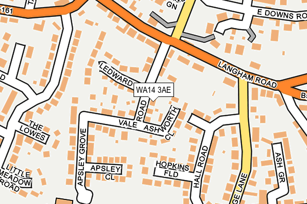WA14 3AE map - OS OpenMap – Local (Ordnance Survey)