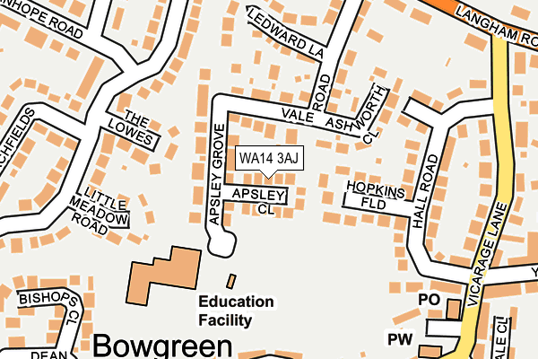 WA14 3AJ map - OS OpenMap – Local (Ordnance Survey)