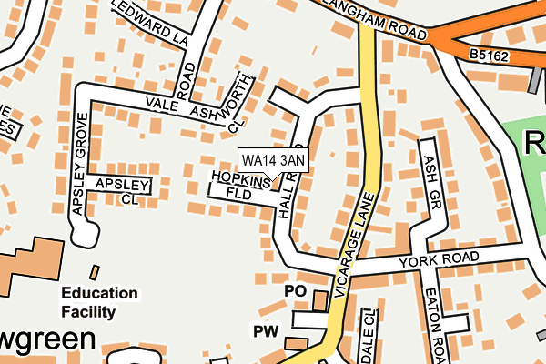 WA14 3AN map - OS OpenMap – Local (Ordnance Survey)