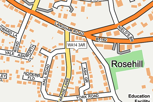 WA14 3AR map - OS OpenMap – Local (Ordnance Survey)