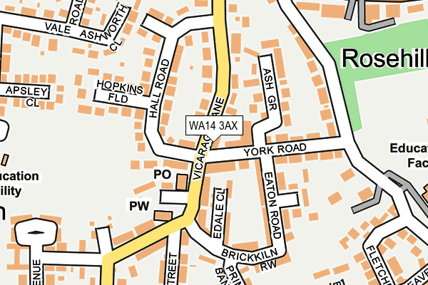 WA14 3AX map - OS OpenMap – Local (Ordnance Survey)