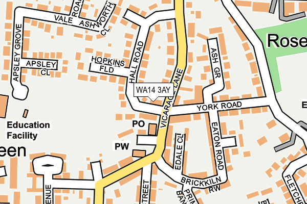 WA14 3AY map - OS OpenMap – Local (Ordnance Survey)