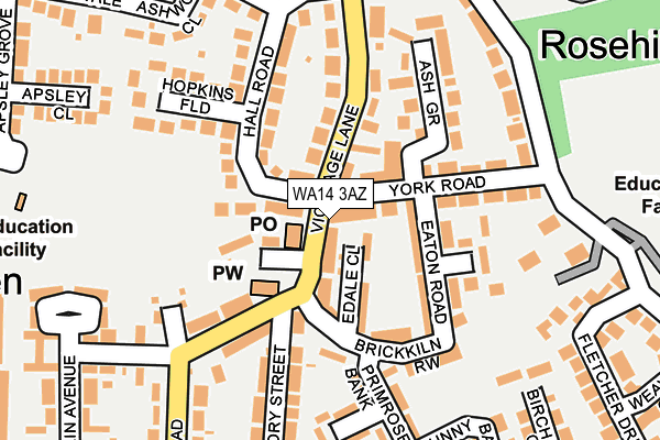 WA14 3AZ map - OS OpenMap – Local (Ordnance Survey)