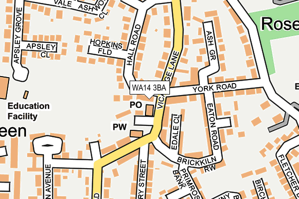 WA14 3BA map - OS OpenMap – Local (Ordnance Survey)