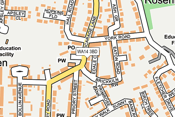 WA14 3BD map - OS OpenMap – Local (Ordnance Survey)