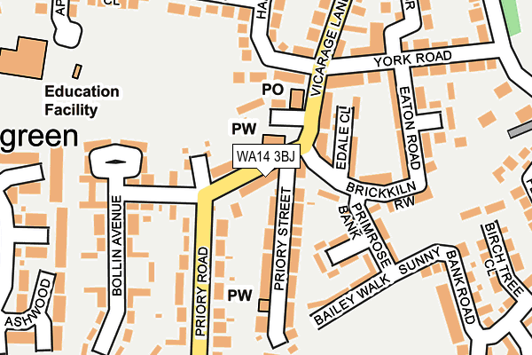 WA14 3BJ map - OS OpenMap – Local (Ordnance Survey)