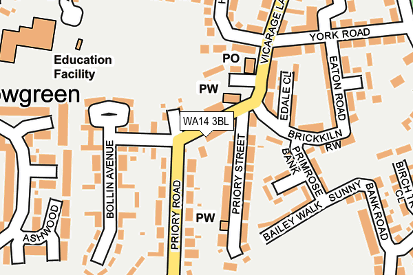 WA14 3BL map - OS OpenMap – Local (Ordnance Survey)