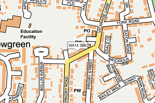 WA14 3BN map - OS OpenMap – Local (Ordnance Survey)