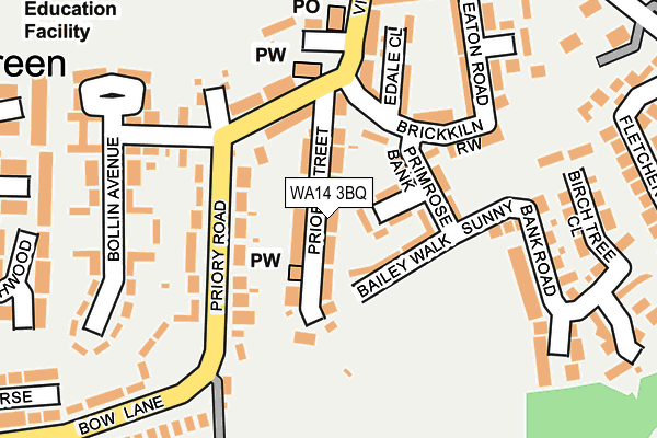 WA14 3BQ map - OS OpenMap – Local (Ordnance Survey)