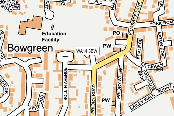 WA14 3BW map - OS OpenMap – Local (Ordnance Survey)