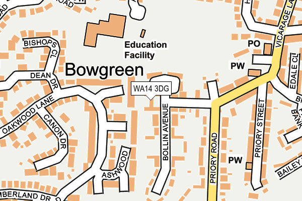 WA14 3DG map - OS OpenMap – Local (Ordnance Survey)