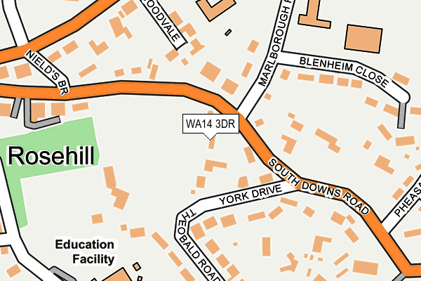 WA14 3DR map - OS OpenMap – Local (Ordnance Survey)